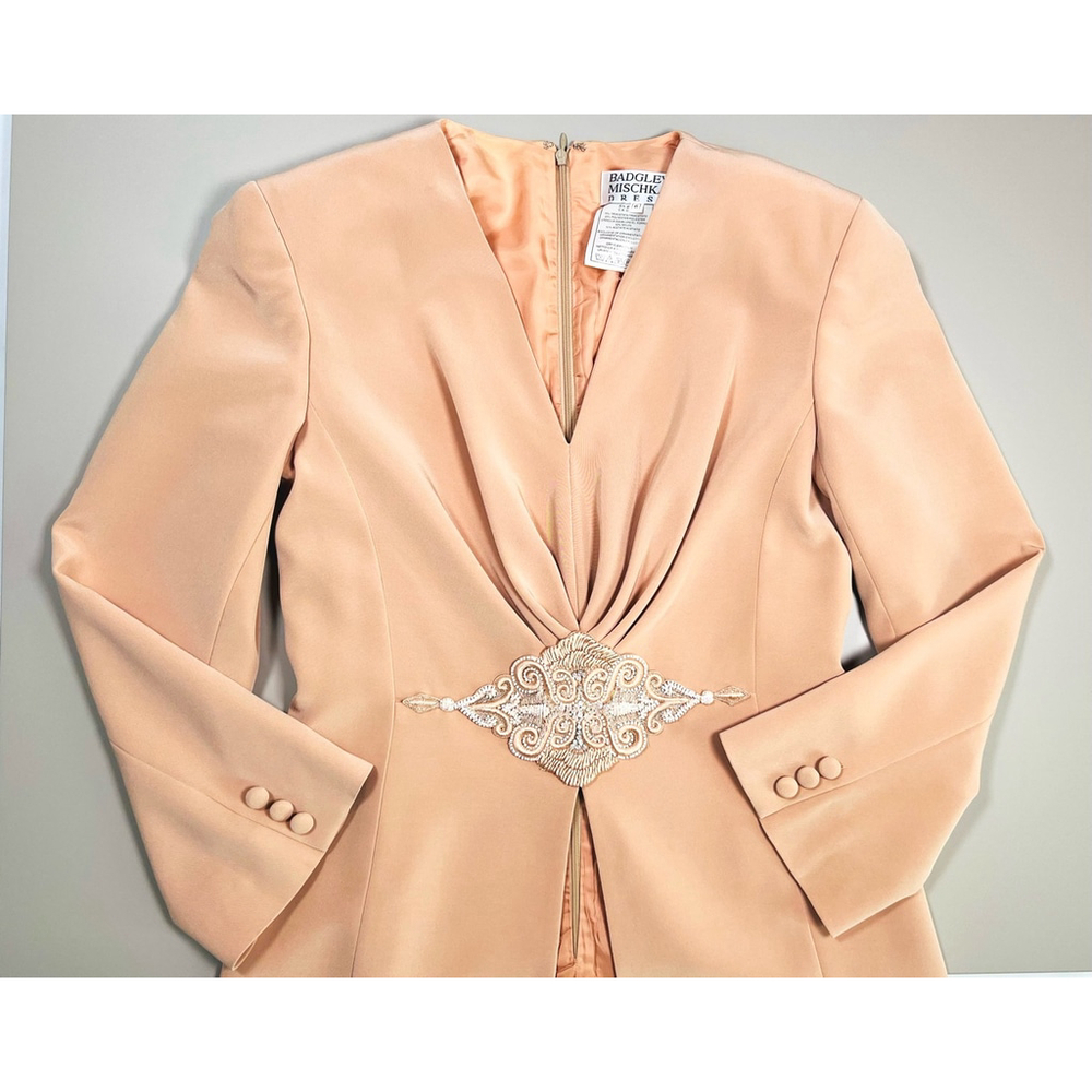 Badgley Mischka Top Skirt Suit Set Elegant Peach Beaded 6 - Picture 7 of 15